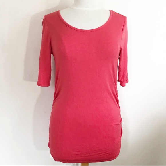 a:glow Tops - A:GLOW Kohl’s u neck ruched side maternity top S